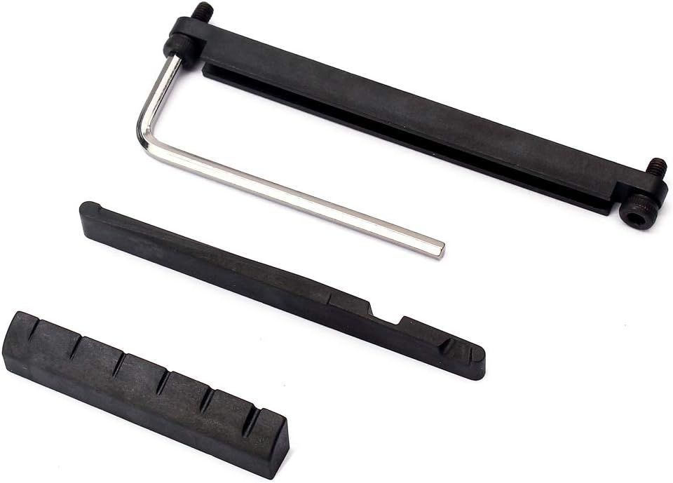 Alnicov Guitar Brigde Saddle Set,Adjustable Lifting Guitar Brigde Saddle Upper Lower Nut Set for 6 String Acoustic Folk,Black - Image 4