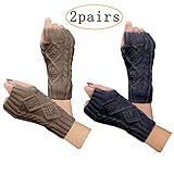 2 Pair Women's Hand Crochet Winter Warm Fingerless Arm Warmers Gloves