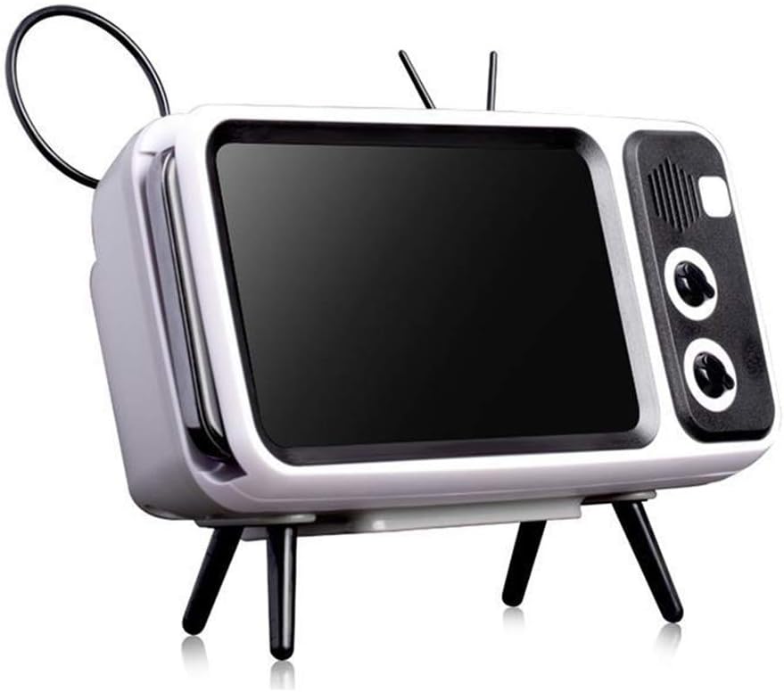 DirkFigge 3 In 1 Mini Retro Bluetooth Speaker, Power Bank, Mobile Phone Stand Holder TV Design USB Charging Device
