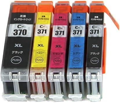 Amazon キヤノン Canon i 371xl 370xl 5mp 5本セット i 370xlbk 1 i 371xlbk 1 i 371xlc 1 i 371xlm 1 i 371xly 1 大容量タイプ キヤノン用互換インクカートリッジ Icチップ付 残量表示機能付 i 370xl i 371xl i 370 i 371 i 371 370 5mp i