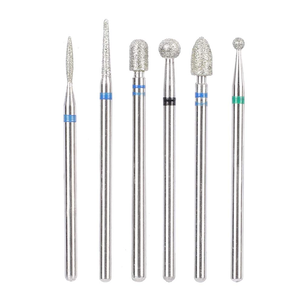 5 Types 6pcs/pack Stainless Steel Nail Drill Bits Set Safety Nail File Nail Art Tools for Acrylic Gel Nail Cuticle Manicure Pedicure