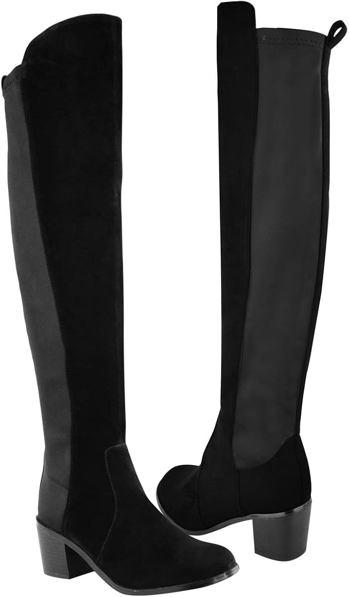 stretch pull on knee high boots