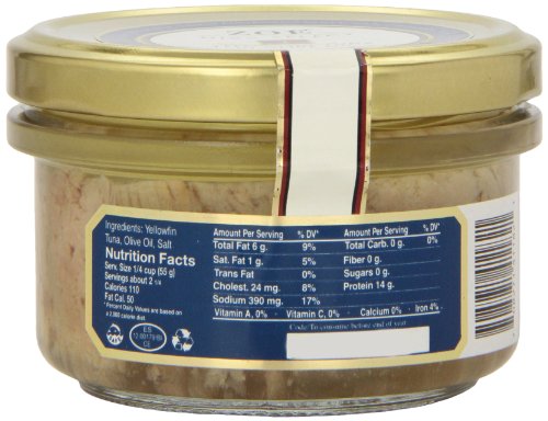 Zoe Diva Select Yellowfin Tuna in Olive Oil 5.8-Ounce Jar, Dolphin-Safe Yellowfin Tuna Canned in Rich Spanish Olive Oil, Line-Caught and Hand Filleted