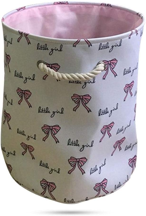 Pawaca Storage Bin, Thicken Large Collapsible Cotton Organizer Basket w/Durable Handle Laundry Hamper for Baby Girls, Toys, Clothes, Baby Nursery