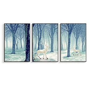 Framed for Living Room Bedroom White Deer in...