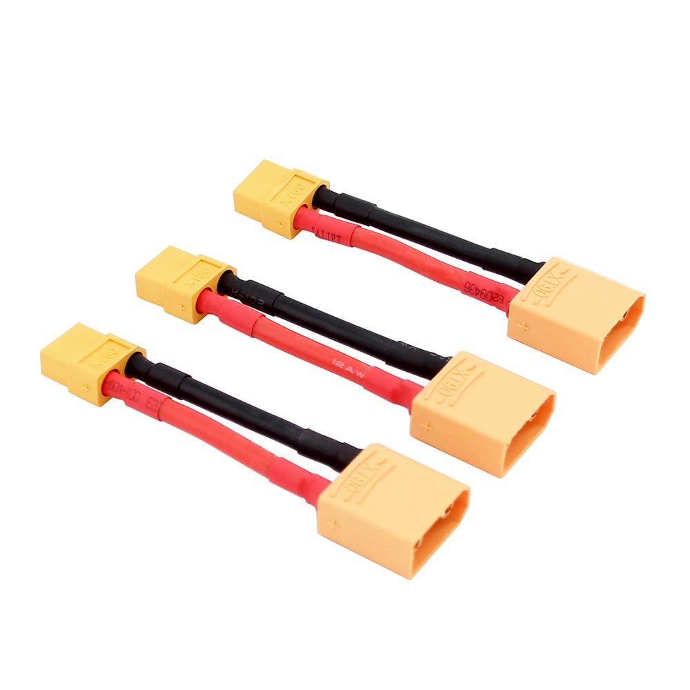 OliYin 3pcs XT90 Male to XT60 Female Connector Converter Adaptor with 12awg 1.96inch Cable(Pack of 3)