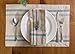 DII French Stripe Dining Table Collection Farmhouse Style Placemat Set, 13x19 Inches, Taupe/Teal, 6 Piece