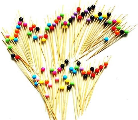 ReaLegend 4.7" Cocktail Picks Cocktail Sticks Party Frilled Toothpicks for Sandwich Skewers Appetizer Fruits Picks Party Supplies Plates Picks 100 Count - Multicolor Pellet