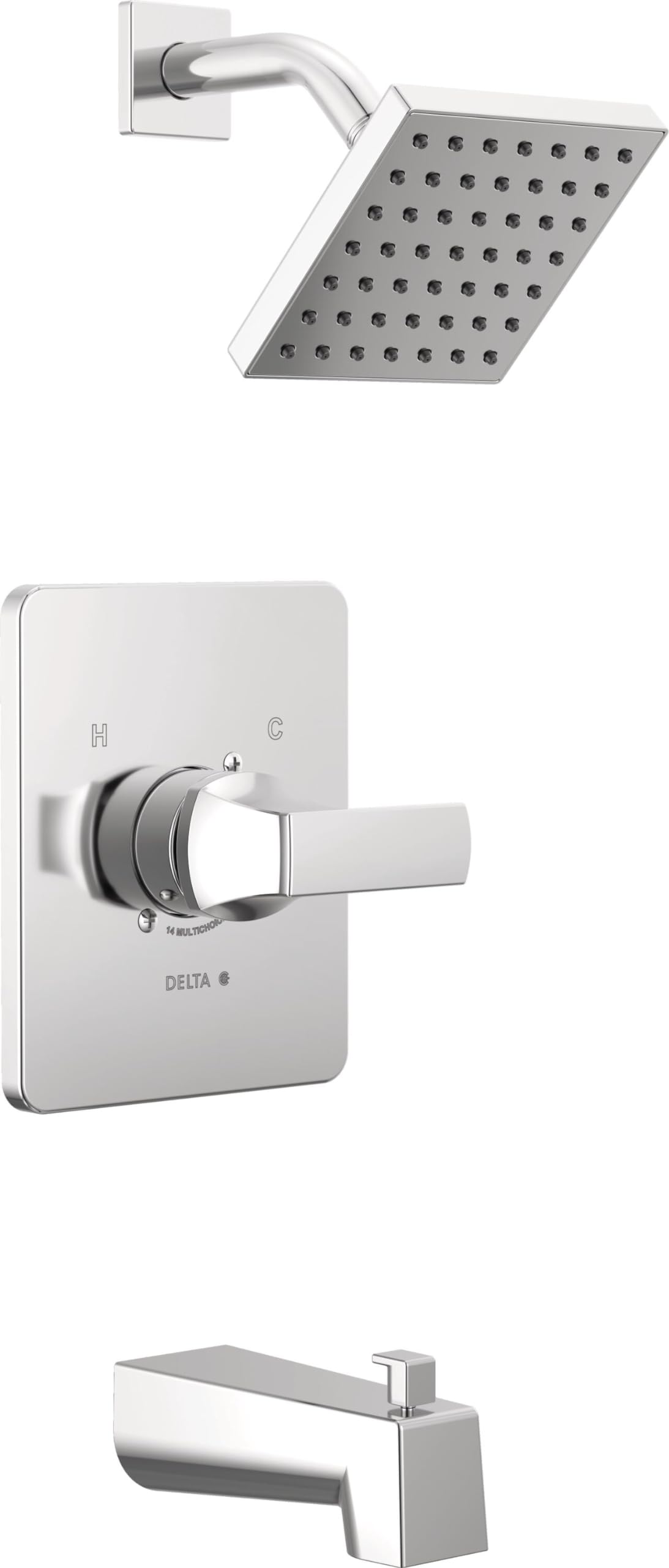 Photo 1 of Delta Faucet Velum 14 Series Single-Function Chrome Tub and Shower Faucet Set, Valve Trim Kit, Shower Handle, Delta Shower Trim Kit, Shower Set, Chrome T14437 (Valve Not Included)