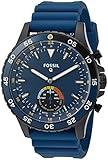 Fossil Hybrid Smartwatch Crewmaster Stainless Steel and Silicone, Black Blue FTW1125