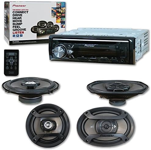 Pioneer Package Includes 1DIN Car Stereo CD Player Bluetooth Receiver and 6.5" 2-Way Coaxial Speakers + 6x9" 3-Way Speakers