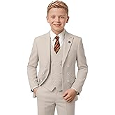 Boys Suit Kids Tuxedo Double Breasted Suits for Boy Dress Pants Set Slim Fit Formal Wedding Ring Bearer Outfit with Tie