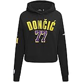 Pro Standard Womens NBA Los Angeles Lakers Luka Doncic #77 Classic Player Cropped Pullover Hoodie Black M