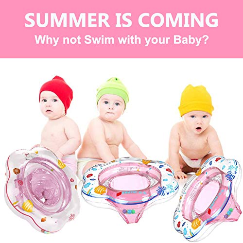 Baby Float Swimming Ring with Safety Seat, Pool Swim Float with Double Airbag Baby Kids Pool Bathtub Outdoor Swimming Pool Toys Accessories for Kids Toddlers of 6-24 Months (Pink)