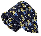 The Simpsons - Mens 100% Silk 10cm Homer Simpson Novelty Quirky Navy Tie Necktie (One Size, Homer Navy)