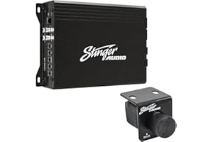 STINGER Audio MT-1000.1V2 Monoblock 1000 Watt RMS Car Audio Compact Subwoofer Amplifier w/Remote Control Bass Knob, Class D, Hexfet Mosfet, Subsonic Filter, Low-Pass Filter, Bass Boost Q