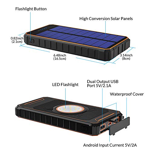 image for HiGoing Solar Charger, 14000mAh Solar Power Bank Portable Phone Charge