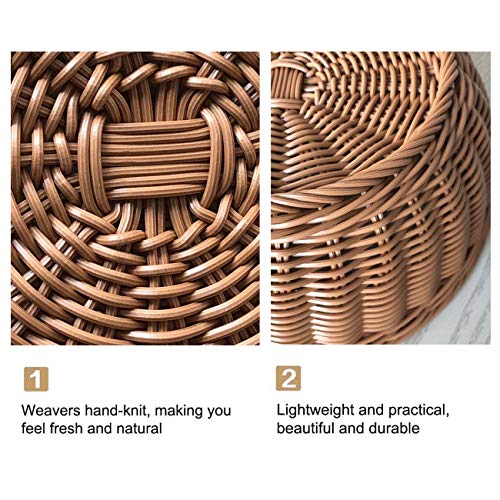 Woven Bread Basket 12 in Round Poly-Wicker Food Fruit Vegetable Basket Serving Basket for Store Kitchen (Round,1pc)