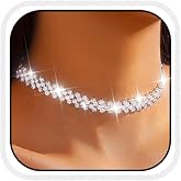 CLOACE Rhinestone Choker Necklace Diamond Row Necklaces Sparkly Crystal Necklace Chain Jewerly Prom Accessories for Women
