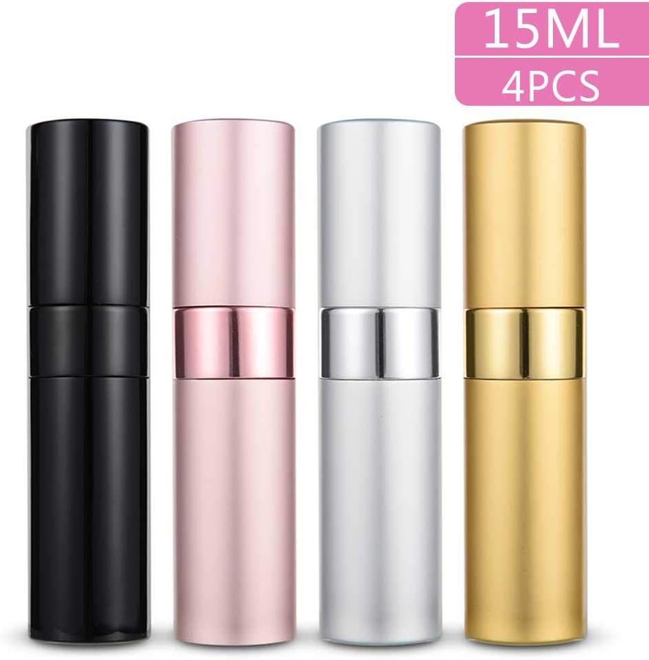 15ML Travel Perfume Atomizer, leegoal 4 Pcs Perfume Spray Bottles for Cologne, Aftershave, Fragrance (15ml)