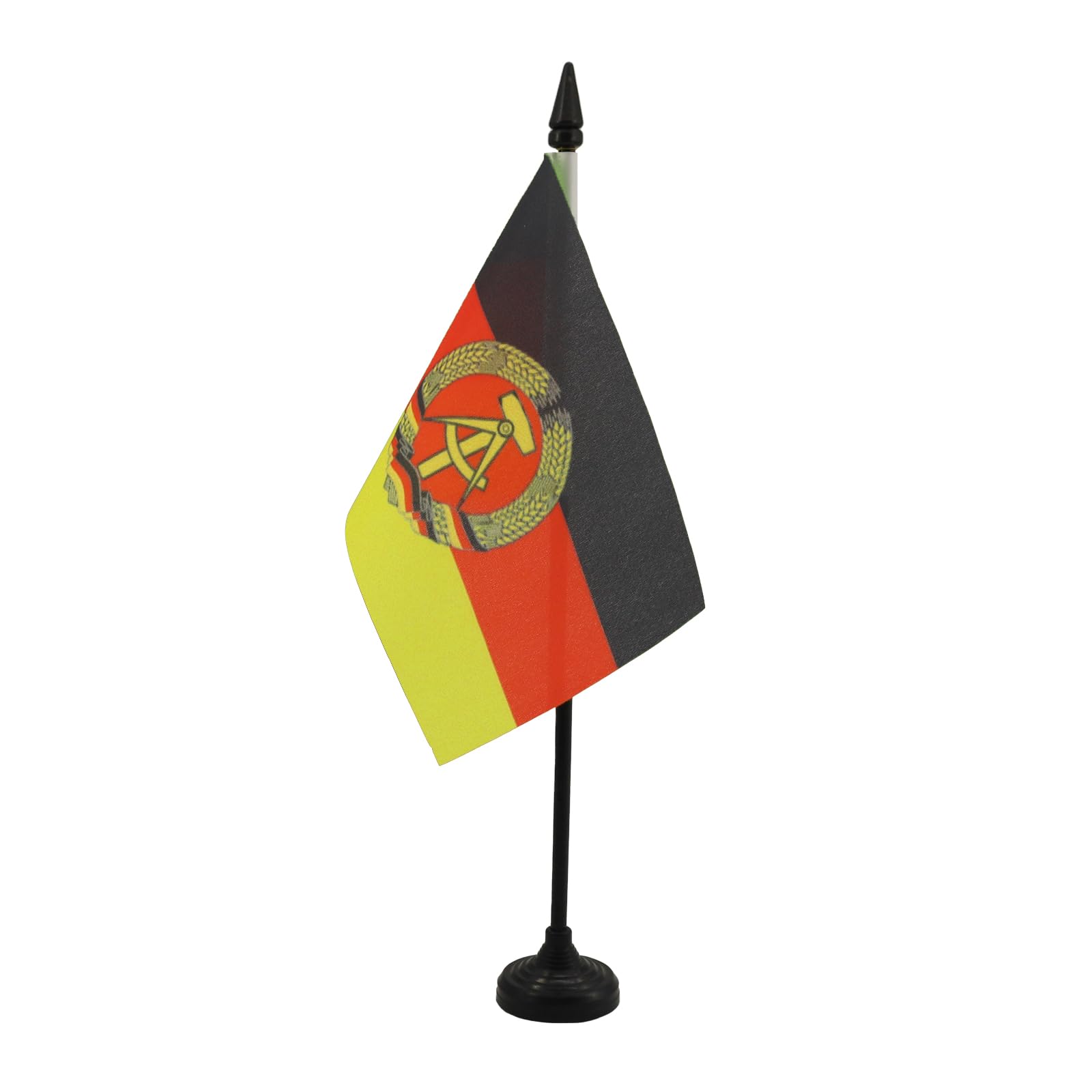 AZ FLAG - East Germany Table Flag 4'' x 6'' - German RDA Office Mini Banner 100% Polyester 15 x 10 cm - Mini Desk Flag with 10'' Pole and Black Plastic Base — image 1