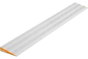 LIEKUMM 1 Inch Rise Aluminum Ramp, 1700lbs Capacity Door Threshold Ramp, Entrance Ramps for House, Suitable for Garage Steps, Relatively Low Wheelchair Ramps, Silver（Non-Removable）