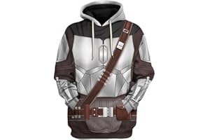 CHLOBLOM Unisex Mandalorian Hoodie Cosplay Costume 3D Pullover Sweatshirt Zip Jacket