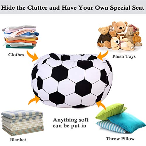 Lukeight-Stuffed-Animal-Storage-Bean-Bag-Chair-for-Kids-Zipper-Storage-Bean-Bag-for-Organizing-Stuffed-Animals-Soccer-Bean-Bag-Chair-Cover-No-Beans-Large