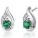 Peora Simulated Emerald Stud Earrings for Women 925 Sterling Silver, 1 Carat total Round Shape 5mm, Friction Backs, Green Earrings, May Birthstone