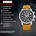 BENYAR Fashion Men's Quartz Chronograph Waterproof Watches Business Casual Sport Design Brown Leather Band Strap Wrist Watch (Silver Black)