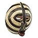 NOVICA Artisan Handmade African Wood Mask Sese with Beige and Black Rings from Ghana 'Baluba Rings'