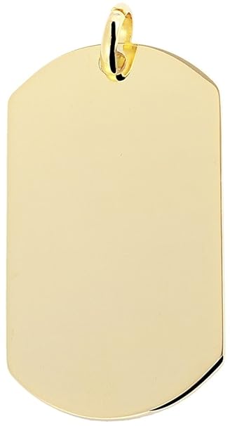 Dog Tag Hochwertige Akzent Edelstahlanhänger Beschichtung IP Gold 28 x 49 mm