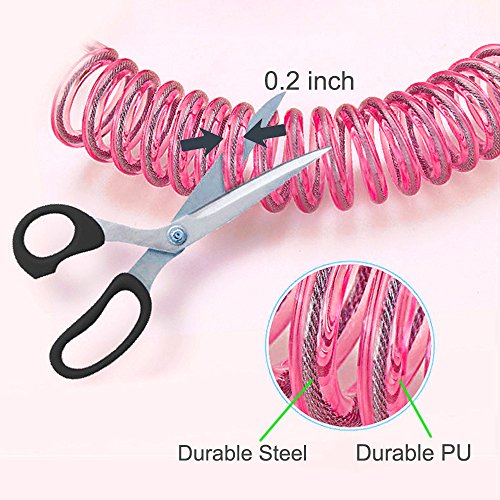 Anti Lost Wrist Link 2 Pack Comfort Padded Wristband Child Safety Walking Strap Leash with Lock Durable Steel Cable Pink & Blue(4.9ft & 8.2ft) for Girls,Boys - Thumbnail 4