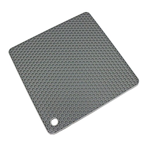Lucky Plus Silicone Rubber Trivet Mat for Hot Pan and Pot Hot Pads Counter Mat Heat Resistant Tablemat or Placemats 4 Pack,Size:7.5x7.5 Inch, Color: Gray,Shape:Square - Thumbnail 3