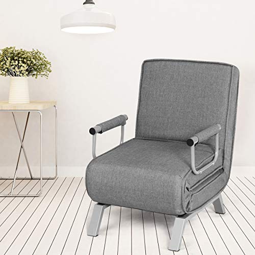 Giantex Convertible Sofa Bed Folding Arm Chair Sleeper, 5 Position Recliner Full Padded Lounger