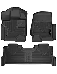 Husky Liners 53361 53381   X Ley Contour   Primera y segunda filas (cobertura de pozo de pie sólo en segunda fila) todas las condiciones meteorológicas ajuste personalizado para 2017 Ford F 250 F 350 F 450 Super Duty Crew Cab   Negro