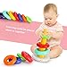 Kingseye Rainbow Stacking Tower with Music Tumbler, Sounds and 7 Colorful Plastic Ring Educational Toy Baby Toddler Sensory Stacking Toys ( 6 to 12 Months )