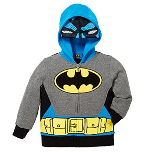 Superhero Little Boys Zip-Up Fleece Hoodie With Mesh Mask - BATMAN - 5