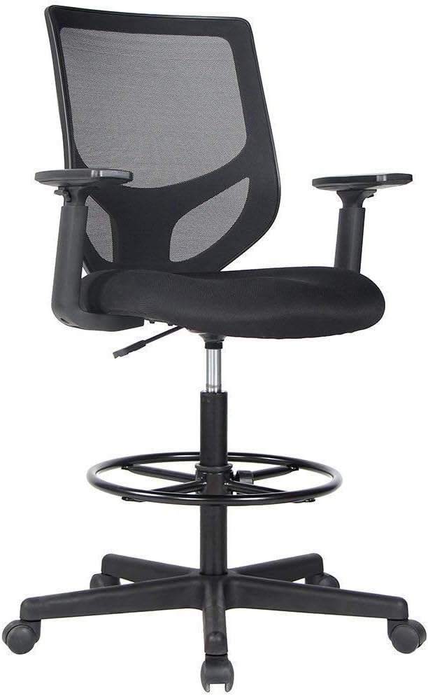 Smugdesk for Standing Desk Mesh Table Drafting Tall Office Chair, MEDIUM, Black