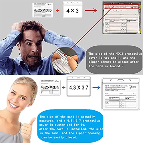 5 Pack CDC Vaccination Card Protector, 4.3 X 3.7 Inches Immunization Record Vaccine Cards Holder Clear ID Name Tags Badge Holders Vinyl Plastic Sleeve with Waterproof Type Resealable Zip