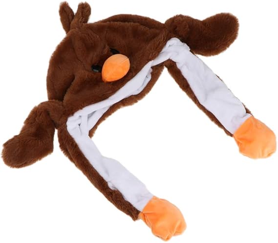 Amazon Co Jp 全8色 かわいい 動物ぬいぐるみハット ぬいぐるみ帽子 動く耳 ダークブラウン 服 ファッション小物