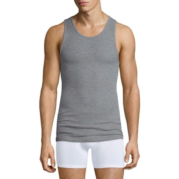Stafford Cotton A-Shirts 4 Pack – 2 Grey & 2 Black, Comfort-Fit Undershirts For Everyday Wear (XXL)