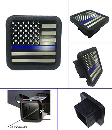 Trailer Hitch Cover tube Plug Insert (Fits 2" Receivers, Thin Blue Line)
