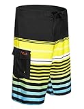 Nonwe Men's Quick Dry Swim Trunks Colorful Stripe Beach Shorts with Mesh Lining