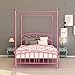 DUMEE Full Size Metal Canopy Bed Frame Platform Sweet Pink Style Mattress Foundation with Headboard and Footboard Girl Princess Beds Box Spring Replacement (Pink, Full-Deluxe)