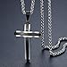 Aoiy Men's Stainless Steel Cross Pendant Necklace, Black-and-Silver-Tone, 24