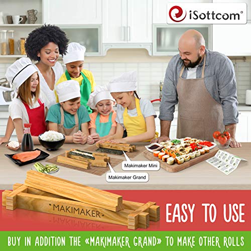 Sushi Making Kit by iSottcom â€“ Makimaker â€“ Sushi Maker Best for Beginners and Kids â€“ Sushi Kit â€“ Japanese Sushi and Rolls at Home Quick and Easy with Sushi Mold â€“ Sushi Press â€“ Original Gift Idea