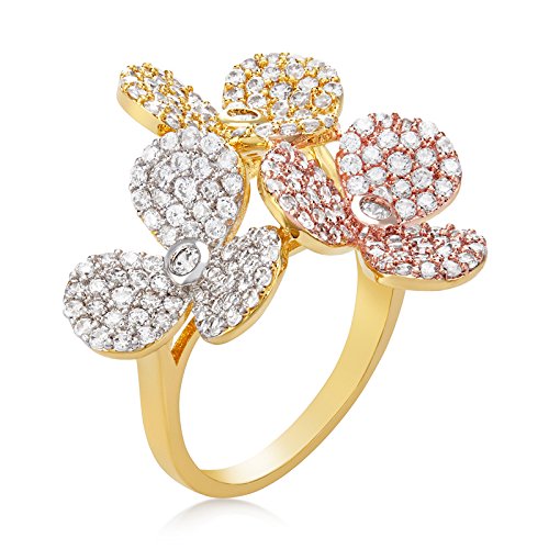 Golden Brass 3-Toned Ring for Women