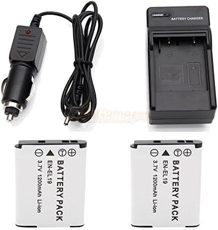 EN-EL19 1200mAh Battery for Nikon Coolpix S7000 S2900 S6900 / 2Pcs + Charger set