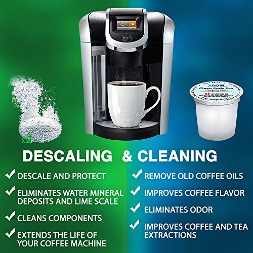 XROM Descaling and Cleaning Kit Compatible With All K-Cup Keurig 2.0 Brewers, All Natural Ingredients, Full Cycle Cleaning And Descaler Solution For Keurig Coffee Makers